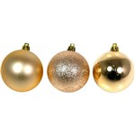 Conjunto de Bolas de Natal Brilho Glitter e Fosca Champagne 6cm 12 Peças - Orb Christmas
