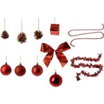 Conjunto de Bolas e Enfeites de Árvore Vermelhos 100 Unidades - Orb Christmas