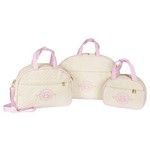 Conjunto de Bolsas Maternidade Glamour Palha/rosa 3 Peças