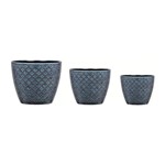 Conjunto de 3 Cachepots em Cerâmica Azul Trevo 08176 Mart