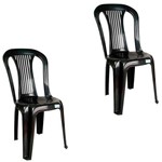 Conjunto de 2 Cadeiras Plásticas Bistrô Preta - Antares