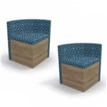 Conjunto de 2 Cadeiras Triangulares Estofadas para Sala de Jantar Kappesberg CAD108 - Nogal, Azul e Bege