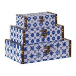 Conjunto de 3 Caixas Decorativas Lisboa Azul 9181 Mart