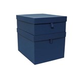 Conjunto de Caixas Organizadoras com Puxador Clean Luxo-Azul Marinho