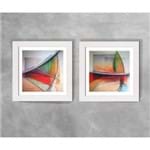 Conjunto de Dois Quadros Abstratos Coloridos Riscos Ref Surf Abstrato Surf1 e Surf2 Branca