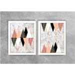 Conjunto de Dois Quadros Abstratos Escandinavos Geométricos Triângulos e Balões Escandinavos 18 Branca