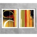 Conjunto de Dois Quadros Abstratos Listras Coloridas Abstrato D04A e D04B Branca 3cm