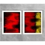 Conjunto de Dois Quadros Abstratos Tons de Vermelho Abstrato D24A e D24B Branca 3cm