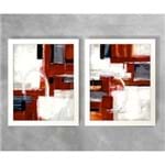 Conjunto de Dois Quadros Abstratos Tons de Vermelho e Branco Abstrato D89A e D89B Branca 3cm
