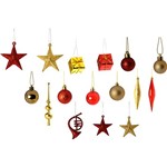 Conjunto de Enfeites Dourados e Vermelhos 75 Unidades - Orb Christmas