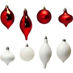Conjunto de Enfeites e Bolas Nas Cores Vermelhas, e Brancas 40 Unidades - Christmas Traditions