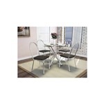 Conjunto de Mesa com 4 Cadeiras Crome Cromado e Marrom Kappesberg Marrom Único