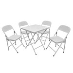 Conjunto de Mesa com 4 Cadeiras Dobraveis Branco
