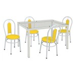 Conjunto de Mesa com 4 Cadeiras Kiara Corino Branco e Amarelo - Única