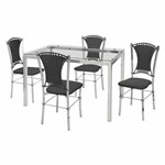 Conjunto de Mesa com 4 Cadeiras Natália Corino Preto e Cromado - Única