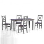 Conjunto de Mesa com 4 Cadeiras Salvador - Seconique - Madeira - Cor Cinza PJ -