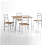 Conjunto de Mesa com 4 Cadeiras Santos - Seconique - Madeira - Cor Branco PJ -
