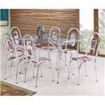 Conjunto de Mesa com 6 Cadeiras Fusion Móveis Brastubo Incolor/Vermelho