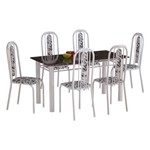 Conjunto de Mesa com 6 Cadeiras Granada Branco Liso e Branco Floral