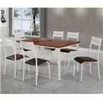 Conjunto de Mesa com 6 Cadeiras Thais M. Thais New Siena Móveis Marrom/Branco