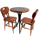 Conjunto de Mesa com 2 Cadeiras Azulejo Copacabana 60cm Imbuia - Tambo
