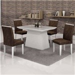 Conjunto de Mesa de Jantar com 4 Cadeiras Sevilha Suede Marrom e Branco