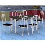 Conjunto de Mesa Granada com 6 Cadeiras Madri Branco e Preto Liso Gr