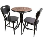 Conjunto de Mesa Lateral com 2 Cadeiras Black Beer Preto 60cm - Tambo
