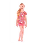 Conjunto de Pijama Infantil Feminino Blusa e Shorts Rosa Hello Kitty