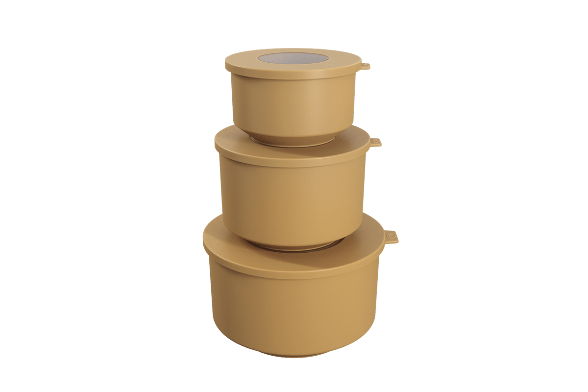 Conjunto de 3 Potes Hoop 8,3x19,6x11cm Amarelo Quente Coza