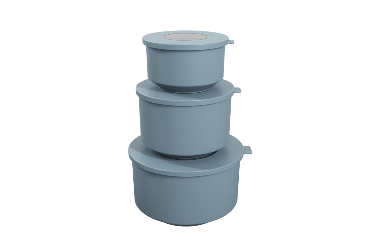 Conjunto de 3 Potes Hoop 8,3x19,6x11cm Azul Fog Coza