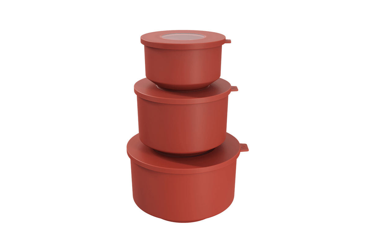Conjunto de 3 Potes Hoop 8,3x19,6x11cm Vermelho Goiaba Coza