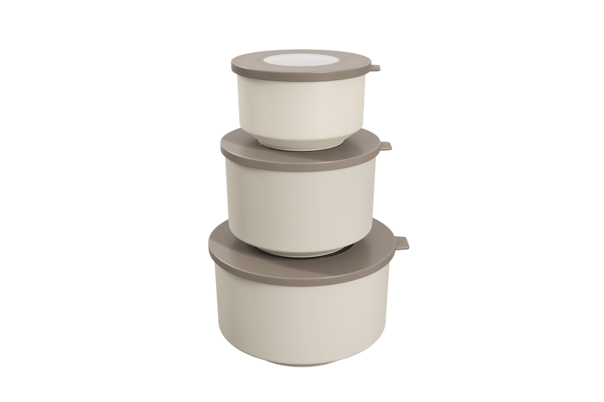 Conjunto de 3 Potes Hoop 8,3x19,6x11cm Warm Gray e Light Gray Coza