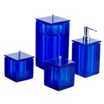 Conjunto de Potes para Banheiros Quadrado Azul Transparente