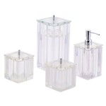 Conjunto de Potes para Banheiros Quadrado Cristal Transparente