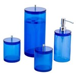 Conjunto de Potes para Banheiros Redondo Azul Transparente