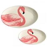 Conjunto de Pratos Ovais Flamingos