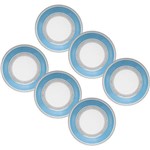 Conjunto de Pratos Oxford Porcelanas Moon Candy Dots 6 Peças Fundos 21cm - Branco/Azul