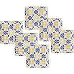 Conjunto de Pratos Oxford Porcelanas Quartier Sevilha 6 Peças Sobremesa 20x20cm - Branco/Azul