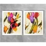 Conjunto de Quadros Floral Tulipa a e B Abstrato Tulipa a e B Branca 3cm