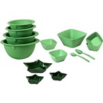 Conjunto de Saladeiras Fibra de Bambu 7 Pçs + Bowls Bambu 4 Pçs+ Petisqueira 3 Pçs Verde La Cuisine