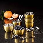 Conjunto de Sobremesa Gold em Aço Inox 12 Peças - La Cuisine