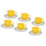 Conjunto de Xícaras de Chá Oxford Bilro Amarelo 12 Peças
