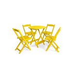 Conjunto Dobrável 70x70 Redondo com 4 Cadeiras - Amarelo - Btb Móveis