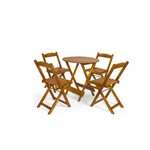 Conjunto Dobrável 70x70 Redondo com 4 Cadeiras - Mel - Btb Móveis
