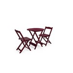 Conjunto Dobrável 70x70 Redondo com 2 Cadeiras - Mogno - Btb Móveis