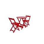 Conjunto Dobrável 70x70 Redondo com 2 Cadeiras - Vermelho - Btb Móveis