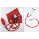 Conjunto Esfigmomanômetro e Estetoscópio Unisson (vermelho) Innova - Bic - Cód: Cj0314