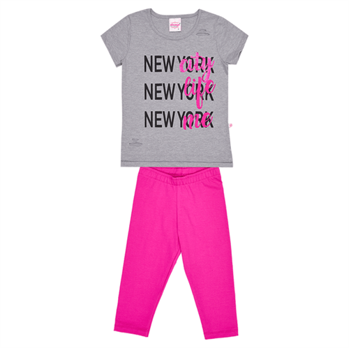 Conjunto Infantil Abrange New York Mescla e Pink 12
