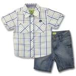 Conjunto Infantil Camisa Xadrez Sunglass e Bermuda Jeans Conj. Infantil Camisa Xadrez e Bermuda Jeans - 1T